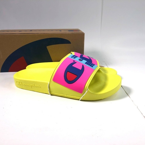 NEW Champion IPO Select Slide Sandals CP100466M Journey Yellow Green - Picture 1 of 7